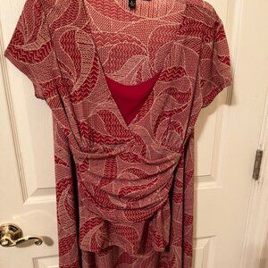 Kasper Sportswear Red and Tan Skirt Set.  Size Large.